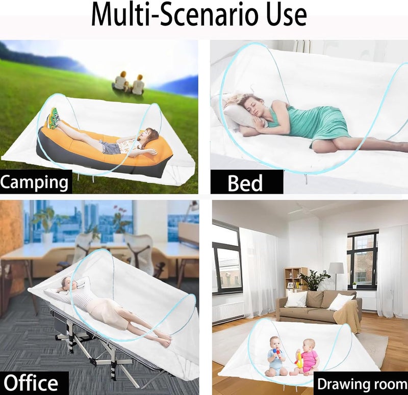CMINGJ Large Pop Up Mosquito Tent, Portable Foldable Mosquito Net for Bed Camping Travel Patio (78 * 31 * 22inch) (Blue Adjustable Size) - Image 4